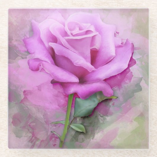 Rosa Rose Glasuntersetzer (Vorderseite)