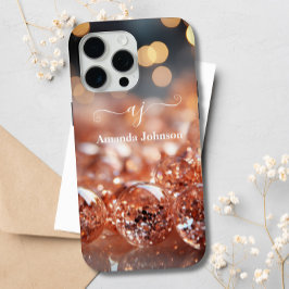 Rosa Rose Glitzer Mit Monogramm Edelsteine Case-Mate iPhone Hülle