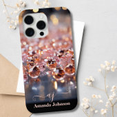 Rosa Rose Glitzer Mit Monogramm Edelsteine Case-Mate iPhone Hülle