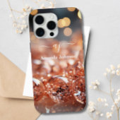 Rosa Rose Glitzer Mit Monogramm Edelsteine Case-Mate iPhone Hülle