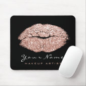 Rosa Rose Glitzer Name Makeup Lips Kiss Mousepad (Mit Mouse)