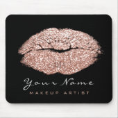 Rosa Rose Glitzer Name Makeup Lips Kiss Mousepad (Vorne)