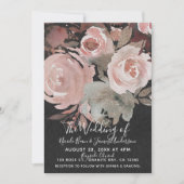 Rosa Rose Glitzer Rose Dunkle Blumengläschen Hochz Einladung (Vorderseite)