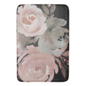 Rosa Rose Glitzer Rose Dunkle Blütengläser Elegant Badematte (Vorderseite Vertikal)