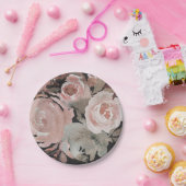 Rosa Rose Glitzer Rose Dunkle Blütengläser Elegant Pappteller (Party)