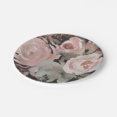 Rosa Rose Glitzer Rose Dunkle Blütengläser Elegant Pappteller (Schrägansicht)