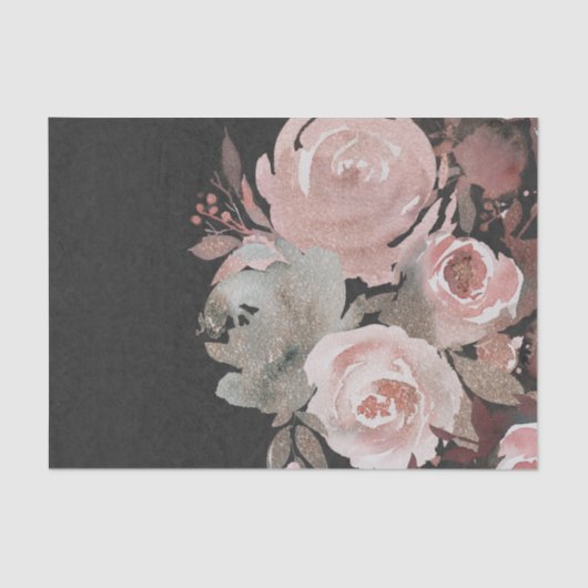 Rosa Rose Glitzer Rose Dunkle Flora Glam Chic Seidenpapier (Vorderseite)