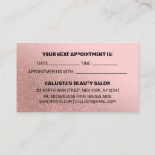 Rosa Rose Glitzer Rose Gradient Typografie Terminkarte (Rückseite)