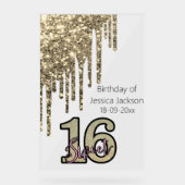 Rosa Rose Gold 16 . Geburtstag Acrylschild (Vorderseite)