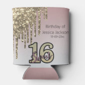 Rosa Rose Gold 16 . Geburtstag Dosenkühler (Rückseite)