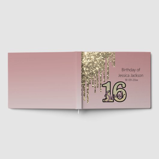 Rosa Rose Gold 16 . Geburtstag Gästebuch (Voll)