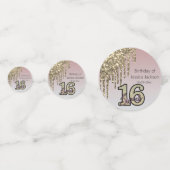 Rosa Rose Gold 16 . Geburtstag Konfetti (Rückseiten)