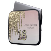 Rosa Rose Gold 16 . Geburtstag Laptopschutzhülle (Vorderseite Links)