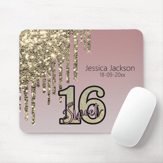 Rosa Rose Gold 16 . Geburtstag Mousepad (Mit Mouse)