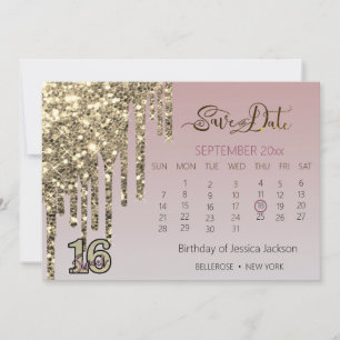 Rosa Rose Gold 16 . Geburtstag Save The Date