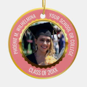 Rosa Rose Gold 2 Foto Abschluss Class 2021 Keramik Ornament