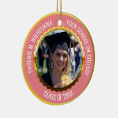 Rosa Rose Gold 2 Foto Abschluss Class 2022 Keramik Ornament (Rechts)