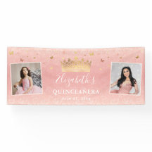Rosa Rose Gold 2 Foto Geburtstag Quinceanera