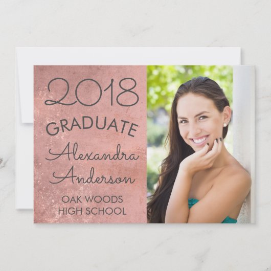 Rosa Rose Gold Abschluss Ankündigung (Vorderseite)