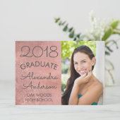 Rosa Rose Gold Abschluss Ankündigung (Stehend Vorderseite)