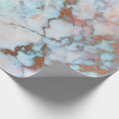 Rosa Rose Gold Abstrakter Marmor Glam Brush Ozean Geschenkpapier (Ecke)