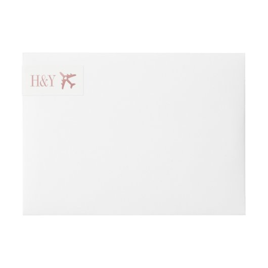 Rosa Rose Gold Airplane Thema Adresse (Vorderseite)