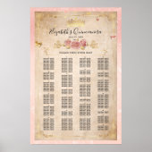 Rosa Rose & Gold Alphabetische Sitzkarte Poster (Vorne)