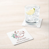 Rosa Rose Gold Ampere und rett Datum Hochzeit Rechteckiger Pappuntersetzer (Vor Ort)