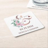 Rosa Rose Gold Ampere und rett Datum Hochzeit Rechteckiger Pappuntersetzer (angewinkelt)