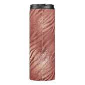 Rosa Rose Gold Animal Print Monogram Thermosbecher (Rückseite)