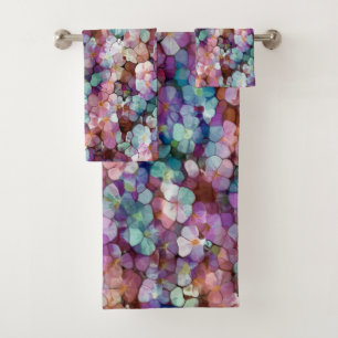 Rosa Rose Gold Aquamarin Mosaik Millefiori Blume Badhandtuch Set