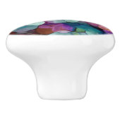 Rosa Rose Gold Aquamarin Mosaik Millefiori Blume Keramikknauf (Seitenansicht)