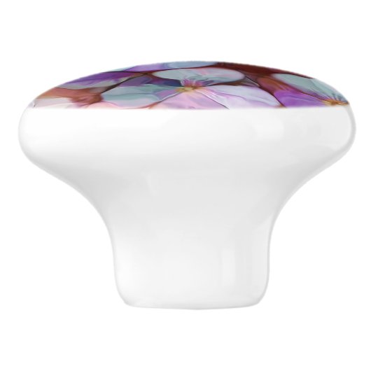 Rosa Rose Gold Aquamarin Mosaik Millefiori Blume Keramikknauf (Seitenansicht)