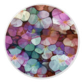 Rosa Rose Gold Aquamarin Mosaik Millefiori Blume Keramikknauf (Vorderseite)