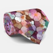 Rosa Rose Gold Aquamarin Mosaik Millefiori Blume Krawatte (Gerollt)