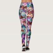 Rosa Rose Gold Aquamarin Mosaik Millefiori Blume Leggings (Rückseite)