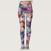 Rosa Rose Gold Aquamarin Mosaik Millefiori Blume Leggings (Vorderseite)
