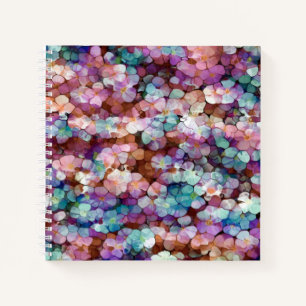 Rosa Rose Gold Aquamarin Mosaik Millefiori Blume Notizblock