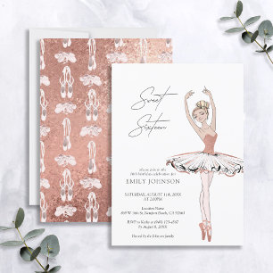 Rosa Rose Gold Ballerina Sweet 16 Geburtstag Einladung