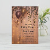 Rosa Rose Gold Balloons Lights Ivy Baby Dusche Einladung (Stehend Vorderseite)
