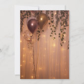Rosa Rose Gold Balloons Lights Ivy Baby Dusche Einladung (Rückseite)