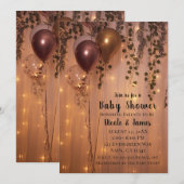 Rosa Rose Gold Balloons Lights Ivy Baby Dusche Einladung (Vorne/Hinten)