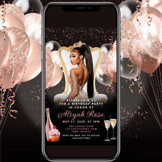 Rosa Rose Gold Balloons Royal Einladung zum Geburt