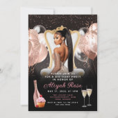 Rosa Rose Gold Balloons Royal Einladung zum Geburt (Vorderseite)