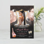 Rosa Rose Gold Balloons Royal Einladung zum Geburt (Stehend Vorderseite)