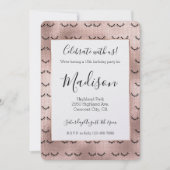 Rosa Rose Gold Black Eyelashes Einladung (Vorderseite)