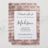 Rosa Rose Gold Black Eyelashes Einladung (Vorne/Hinten)