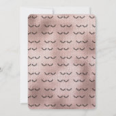 Rosa Rose Gold Black Eyelashes Einladung (Rückseite)