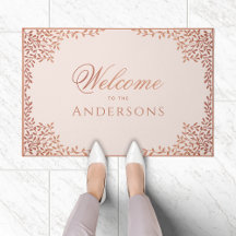 Rosa Rose Gold Blätter Elegante Kalligrafie Willko