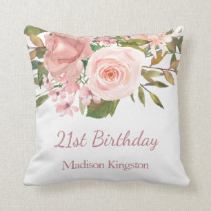 Rosa Rose Gold Blume 21. Geburtstag Party Geschenk Kissen